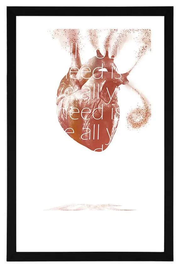 Αφίσα με παρπαστού Καρδιά με γνωμικό - 20x30 white