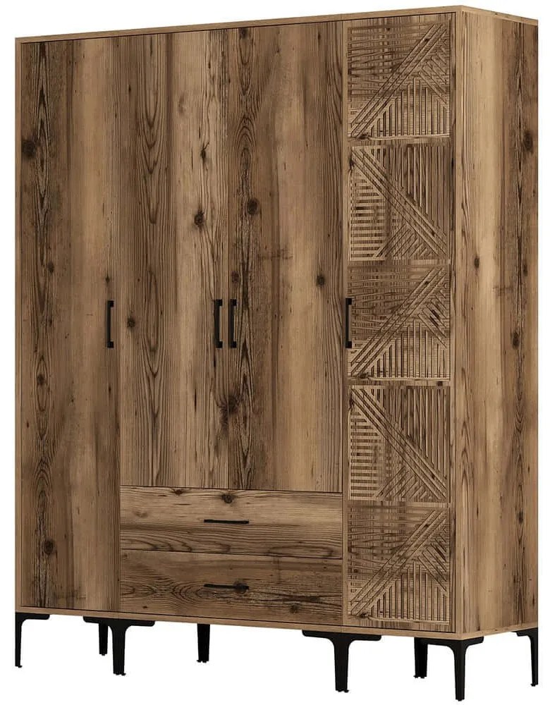 Ντουλάπα Τετράφυλλη Kumsal 845HCT5492 160x47,5x201,4cm Walnut Τετράφυλλη