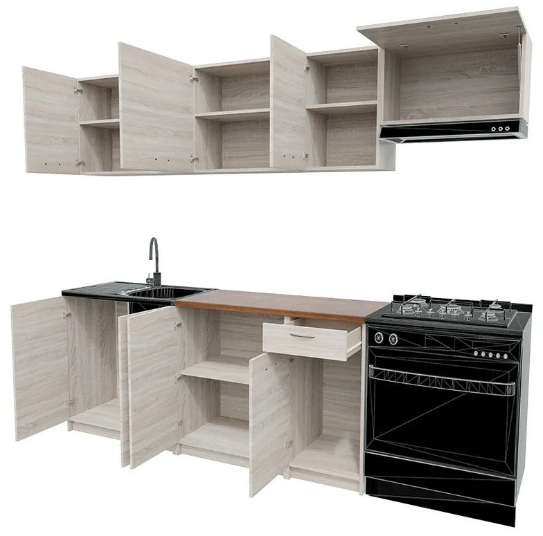 Σετ κουζίνας Trenton 105, 240x60cm, Πάγκος, Πλαστικοποιημένη μοριοσανίδα