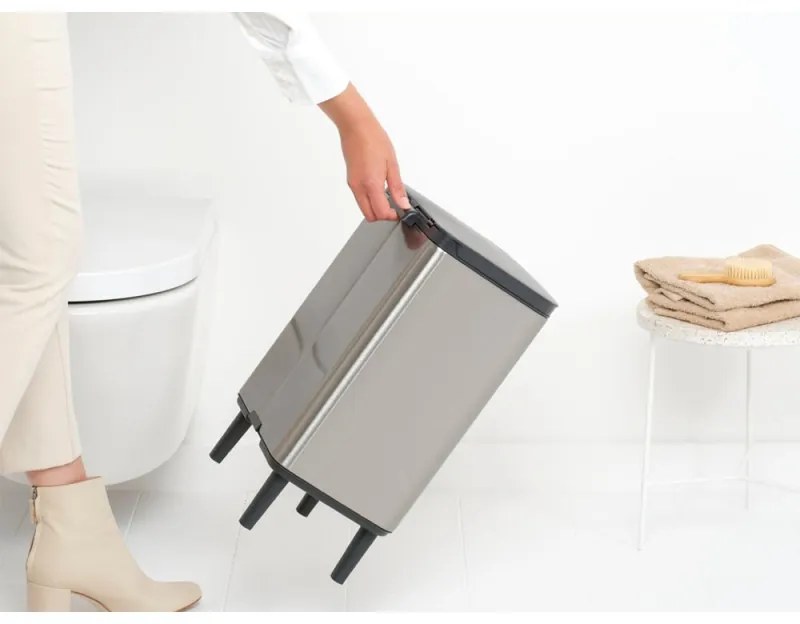 Κάδος Brabantia Bo Small Hi 1006650, 12 l, Ομαλό και αθόρυβο άνοιγμα, Αντιολισθητική βάση, Ανθεκτικό στα δακτυλικά αποτυπώματα, Inox