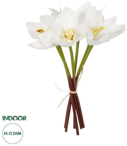 Artificial Garden WHITE ORCHID BOUQUET 21151 Τεχνητό Διακοσμητικό Μπουκέτο Λευκής Ορχιδέας Y26cm Globostar 21151 Λευκό