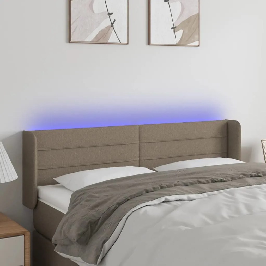 Κεφαλάρι Κρεβατιού LED Taupe 147x16x78/88 εκ. Υφασμάτινο - Μπεζ-Γκρι