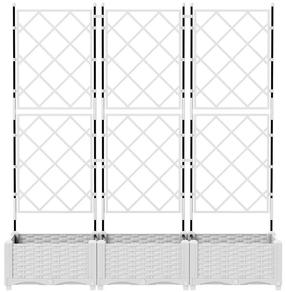 vidaXL Κηποτινάκι με Τρέλα 3 pcs Λευκό 120 x 40 x 125.5 εκ. PP