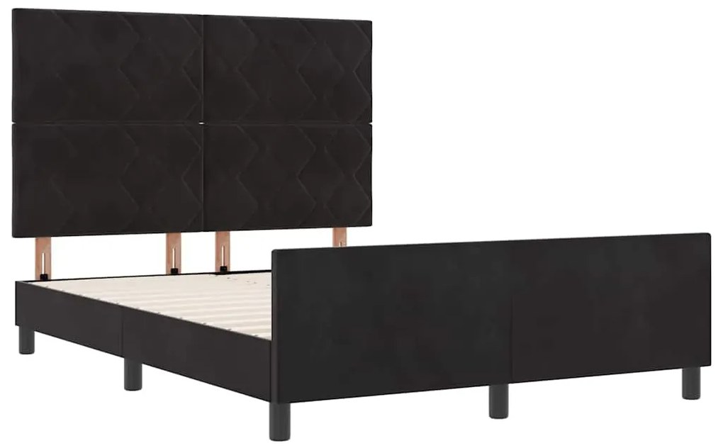 vidaXL Σκελετός Κρεβατιού με κεφαλάρι Μαύρο 140 x 200 cm Βελούδο