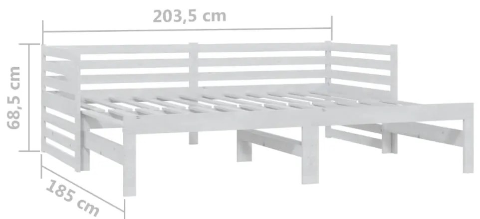 vidaXL Καναπές Κρεβάτι Συρόμενος Λευκός 2x(90x200) εκ. Ξύλο Πεύκου