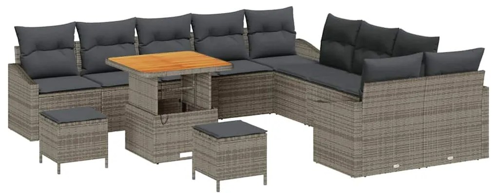 vidaXL Σετ Καναπέ Κήπου με μαξιλάρι 13 pcs Γκρι συνθετικό ρατάν