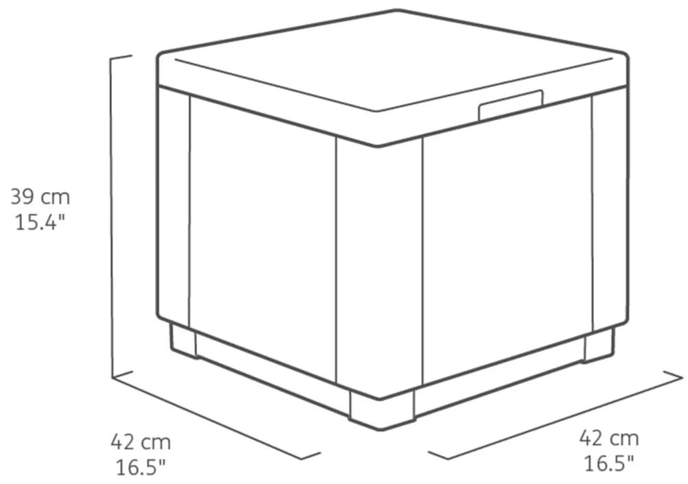 Keter Allibert Σκαμπό με Αποθηκευτικό Χώρο Cube Χρώμα Καπουτσίνο