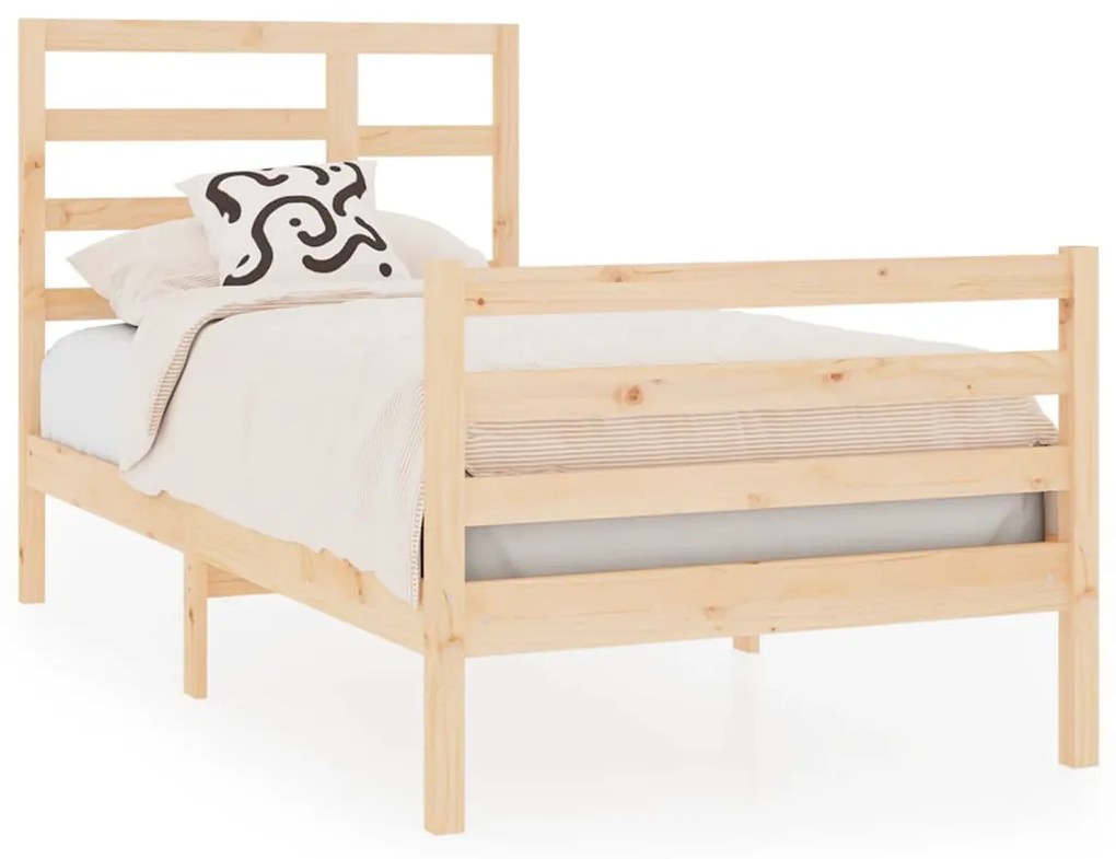 vidaXL Πλαίσιο Κρεβατιού 75x190 εκ. από Μασίφ Ξύλο 2FT6 Small Single