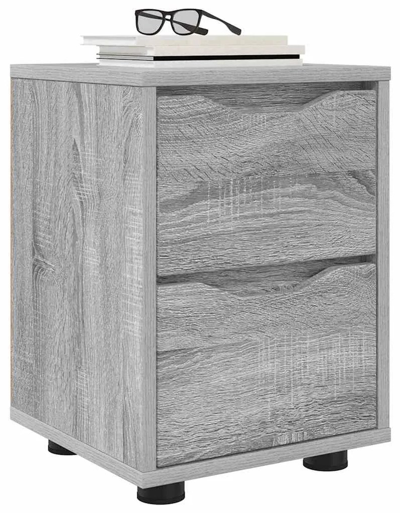 vidaXL Κομοδίνα με συρτάρι 2 pcs Γκρίζο Σονομα 30,5 x 30 x 43 εκ