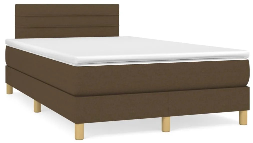 vidaXL Κρεβάτι Boxspring με Στρώμα Σκούρο Καφέ 120x200 εκ. Υφασμάτινο