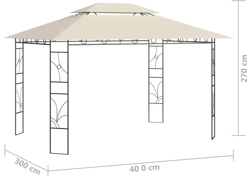 vidaXL Κιόσκι Κρεμ 4 x 3 x 2,7 μ. 160 γρ./μ²