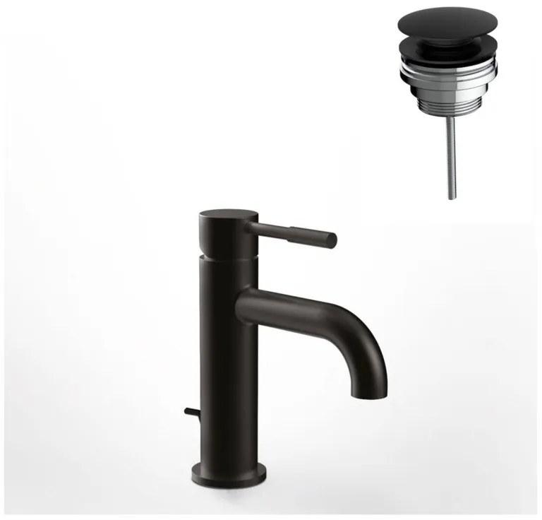 La Torre New Tech Black Matt 12007-400 Μπαταρία Νιπτήρος με Aυτόματη Βαλβίδα+Βαλβίδα clic-clac