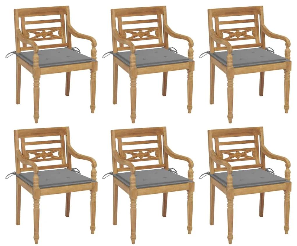 Καρέκλες Batavia 6 τεμ. από Μασίφ Ξύλο Teak με Μαξιλάρια