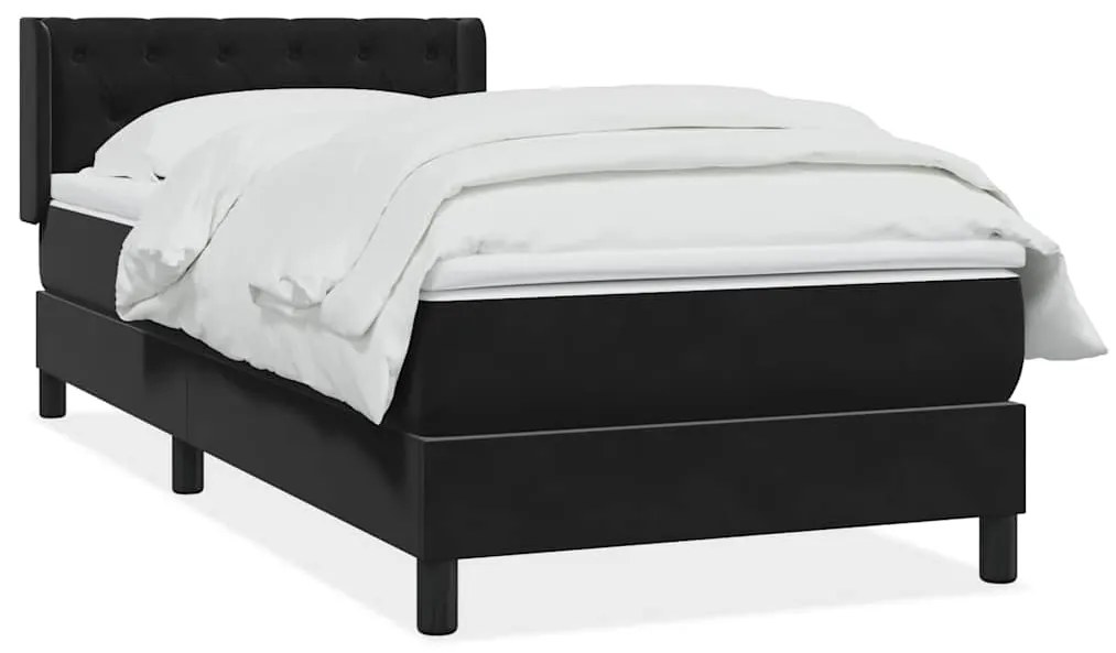 Κρεβάτι Boxspring με Στρώμα Μαύρο 80x220 εκ. Βελούδινο