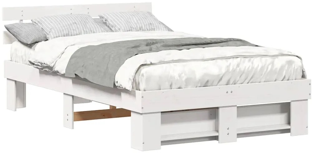 vidaXL Σκελετός Κρεβατιού Λευκό 140 x 190 cm Μασίφ ξύλο πεύκου