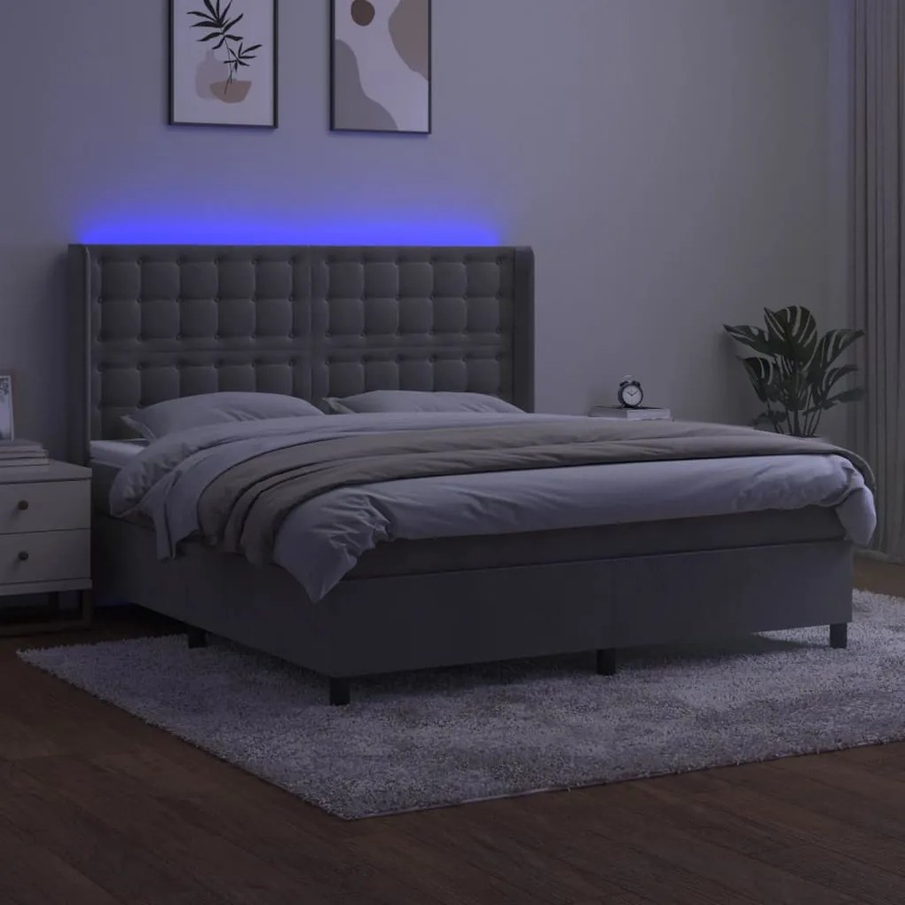 ΚΡΕΒΑΤΙ BOXSPRING ΜΕ ΣΤΡΩΜΑ &amp; LED ΑΝ.ΓΚΡΙ 160X200 ΕΚ. ΒΕΛΟΥΔΙΝΟ 3139811