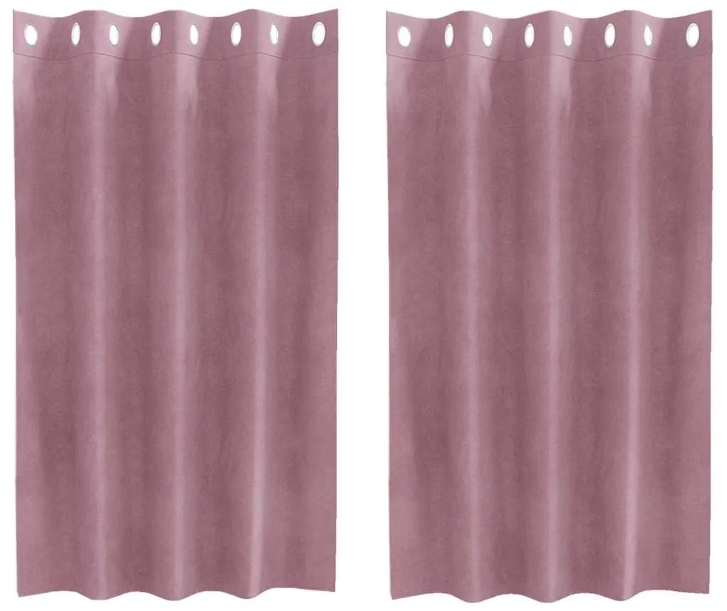 vidaXL Κουρτίνες με κουρτίνες 2 pcs Σκούρο Ροζ 140 x 140 cm Βελούδο