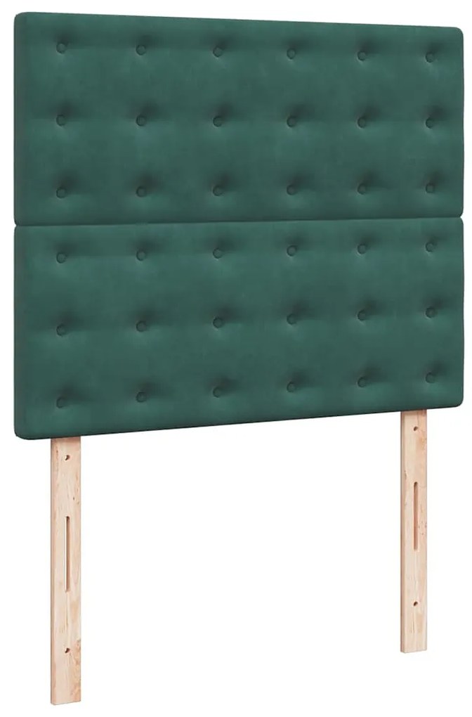 vidaXL Κρεβάτι Boxspring με Στρώμα Σκούρο Πράσινο 120x200εκ. Βελούδινο