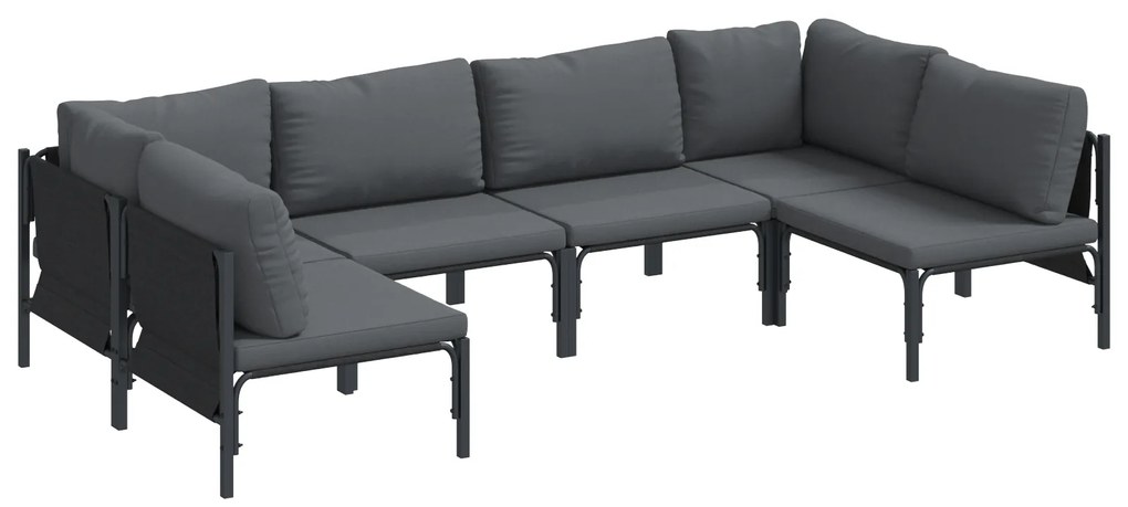 vidaXL Σετ Καναπέ Κήπου 6 pcs Ανθρακί Ατσάλι