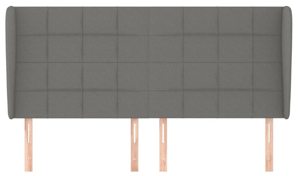 Κεφαλάρι με Πτερύγια Σκούρο Γκρι 163x23x118/128 εκ. Υφασμάτινο 3117963
