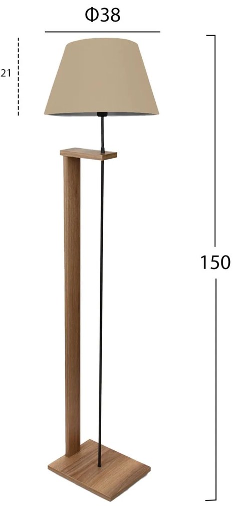 Φωτιστικό δαπέδου C7609.03 MDF Καρυδί με Μπέζ Φ38x150εκ. 38x38x150 εκ.