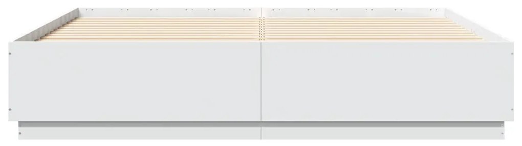 vidaXL Πλαίσιο Κρεβατιού με Φώτα LED Λευκό 200x200 εκ. Επεξ. Ξύλο