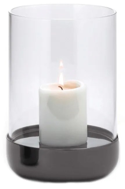 Κηροπήγιο Με Κερί Led Sally L 105043 12,7x12,7x20,3cm Smoke-Clear Philippi Γυαλί