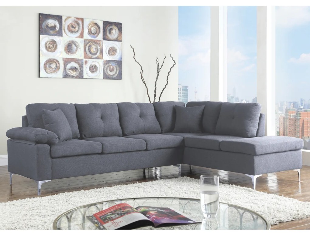 ΚΑΝΑΠΕΣ ΓΩΝΙΑ ΔΕΞΙΑ ZAILA HM3087R ΥΦΑΣΜΑ ΓΚΡΙ 282x197x90 εκ. - 0516415 - HM3087R
