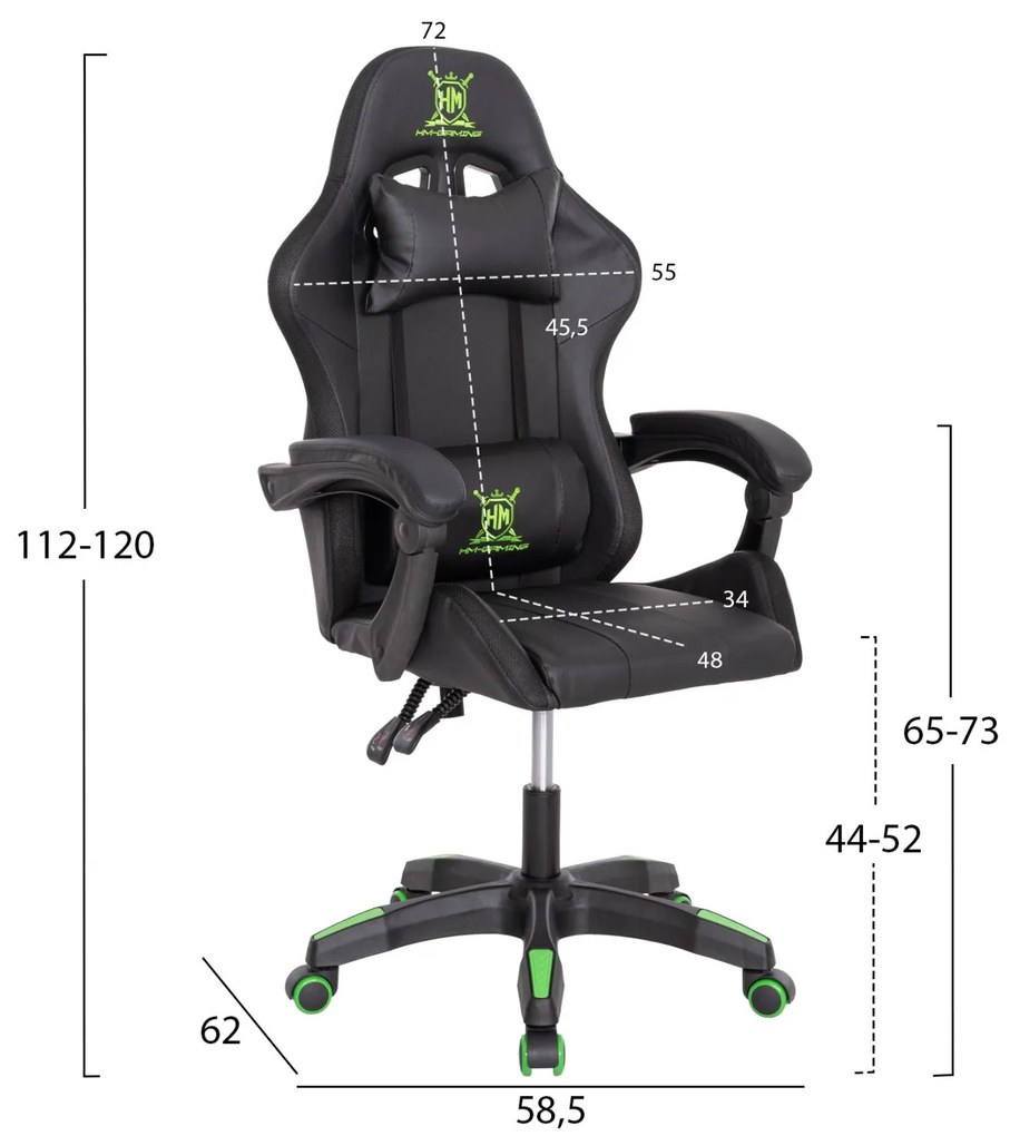 ΠΟΛΥΘΡΟΝΑ GAMING DARREN ΜΑΥΡΟ-ΠΡΑΣΙΝΟ PVC & NYLON 51x49x125Υεκ.