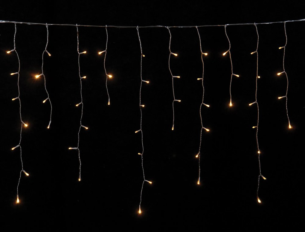 100Led Ασύμμετρη Κουρτίνα Επεκτεινόμενη All Flash Με  Μετασχηματιστή 200 x 70(h)cm,Διάφανο Καλώδιο/Θερμό Λαμπάκι , (Kelvin: 6.000 - 10.000)