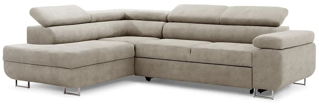Γωνιακός καναπές Κρεβάτι Annabelle L, με αποθηκευτικό χώρο, εκρού βελουτέ 270x98x200cm-Αριστερή γωνία-BOG8475