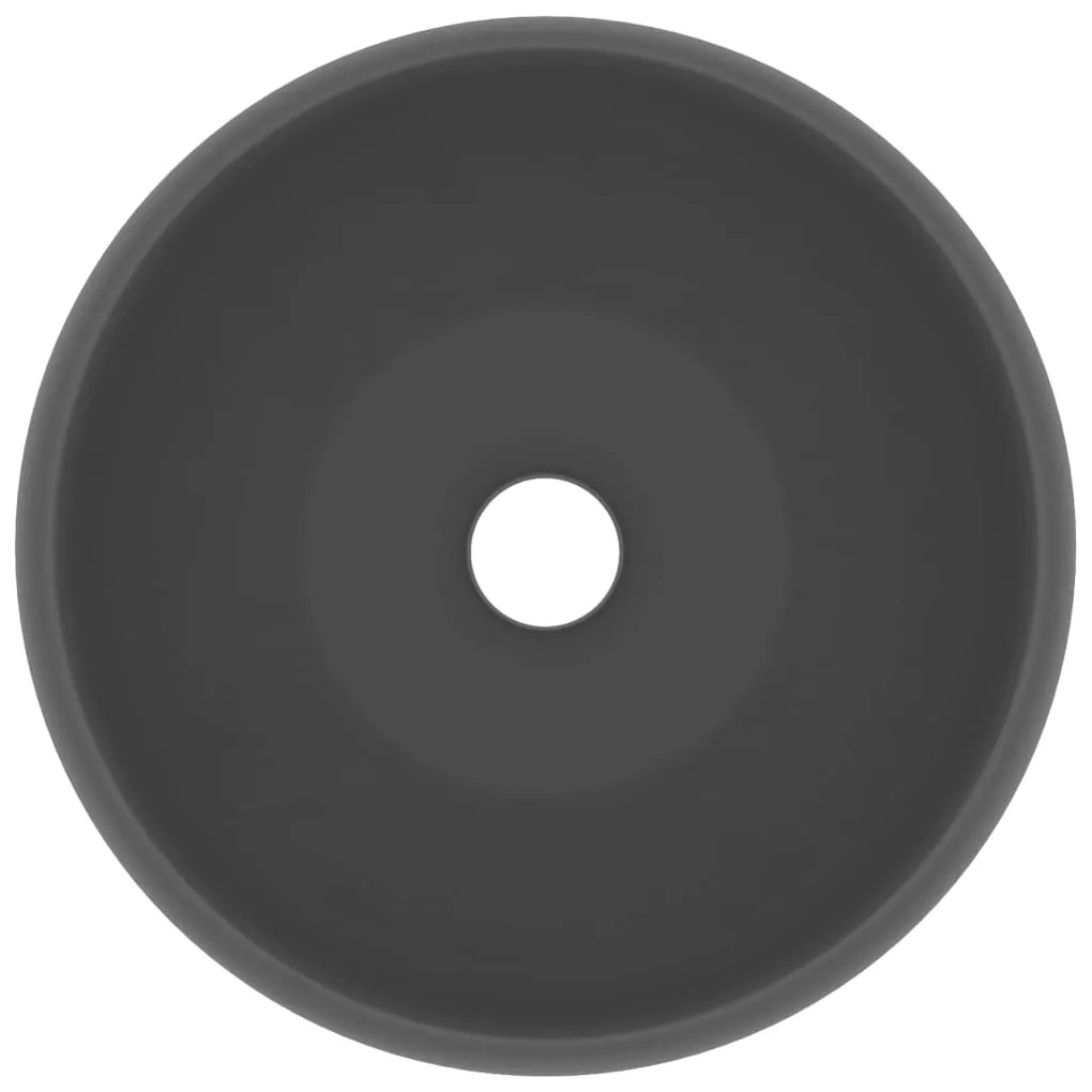vidaXL Νιπτήρας Πολυτελής Στρογγυλός Σκ. Γκρι Ματ 40x15 εκ. Κεραμικός