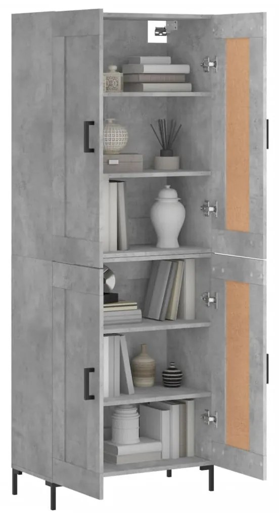 vidaXL Ντουλάπι Γκρι Σκυροδέματος 69,5x34x180 εκ. Επεξεργασμένο Ξύλο