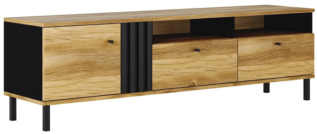 Ξύλινο Έπιπλο Τηλεόρασης HAYDON 1D2D Barocco oak gold/Ανθρακί Μ165xΠ40xΥ49