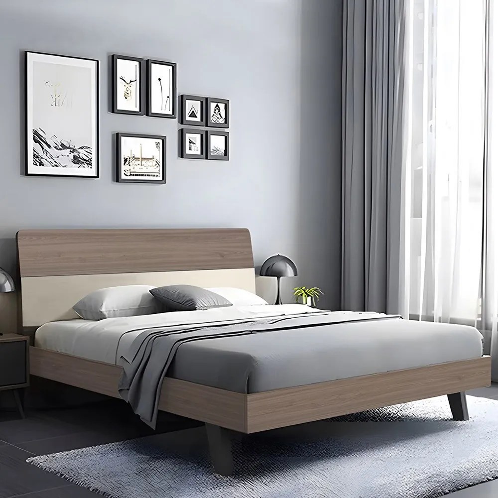 Κρεβάτι Διπλό Vanity (Για Στρώμα 160x200cm) Ε7350,2 161x201x98cm Walnut-Ecru Διπλό