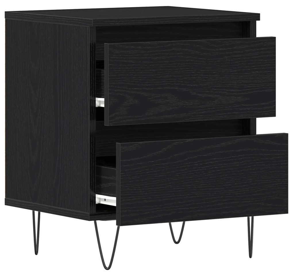 vidaXL Κομοδίνα 2 τεμάχια Μαύρη Δρυς 40x35x50 εκ Επεξεργασμένο Ξύλο