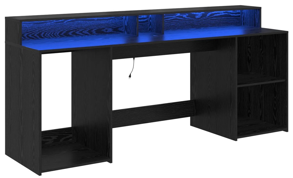 vidaXL Γραφείο Μαύρη Δρυς 200x55x91 cm Επεξεργασμένο Ξύλο