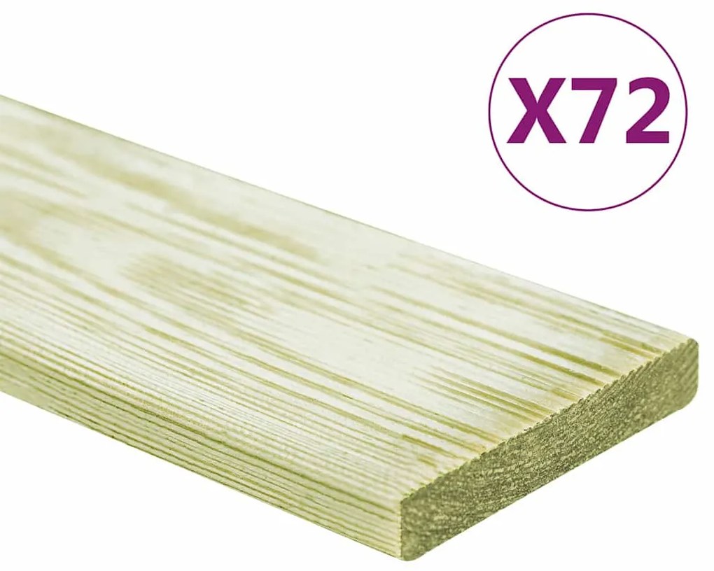vidaXL Σανίδες Deck 72 τεμ. 8,64 μ² 1 μ. Εμποτισμένο Μασίφ Ξύλο Πεύκου
