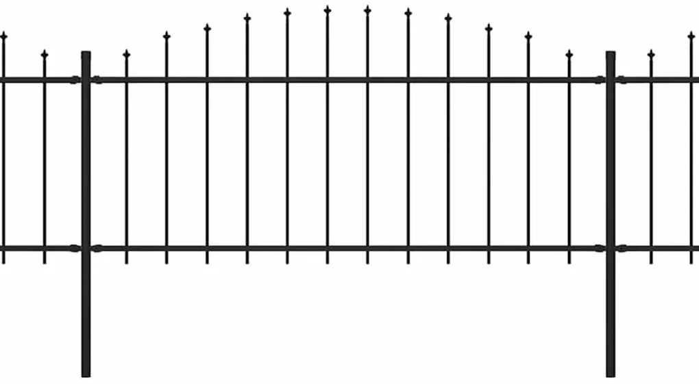 vidaXL Φράχτης Κήπου με Κορυφή Δόρυ από Ατσάλι, Μαύρος 1070x75 εκ.