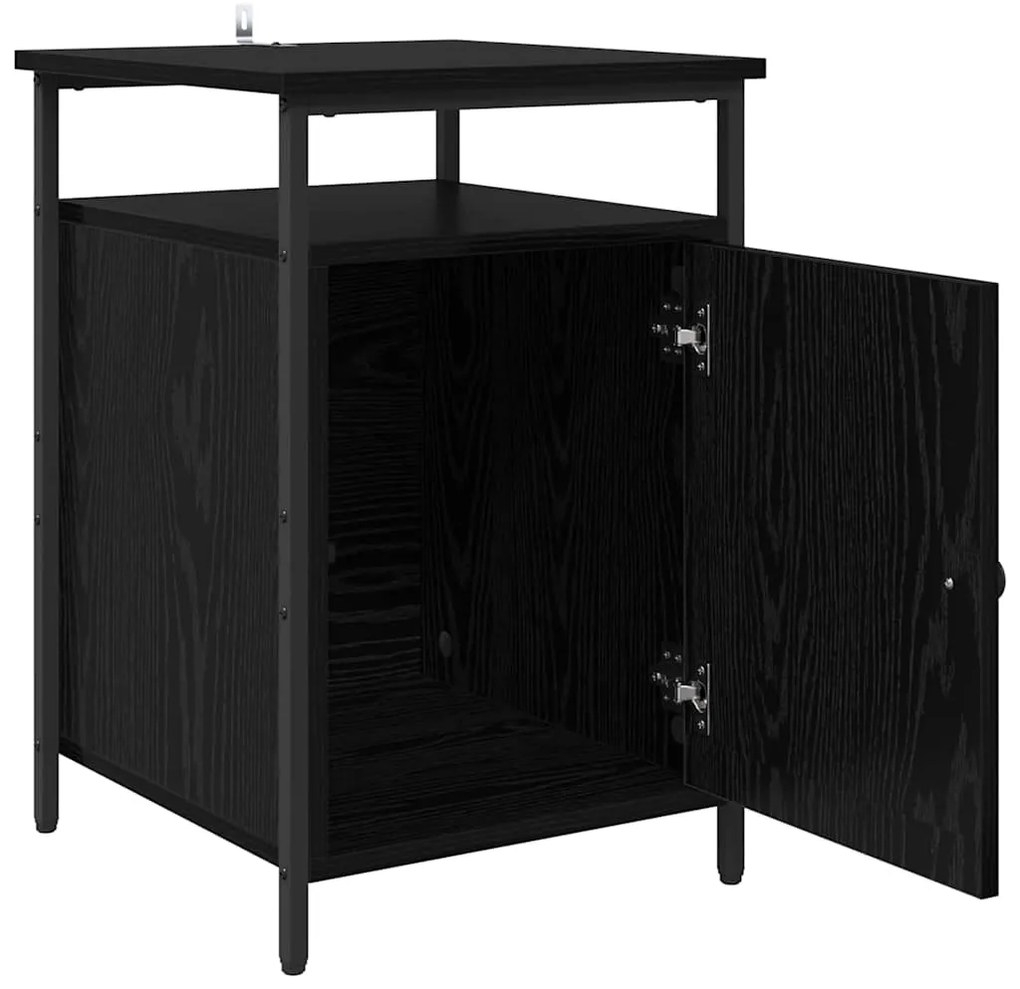 vidaXL Κομοδίνο Μαύρη Οξυά 40 x 42 x 60 εκ. Επεξεργασμένο ξύλο