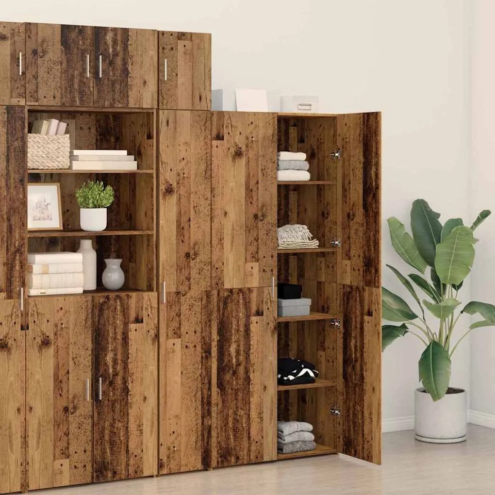 vidaXL Highboard 2 pcs Παλιό ξύλο 80 x 42 x 185 εκ