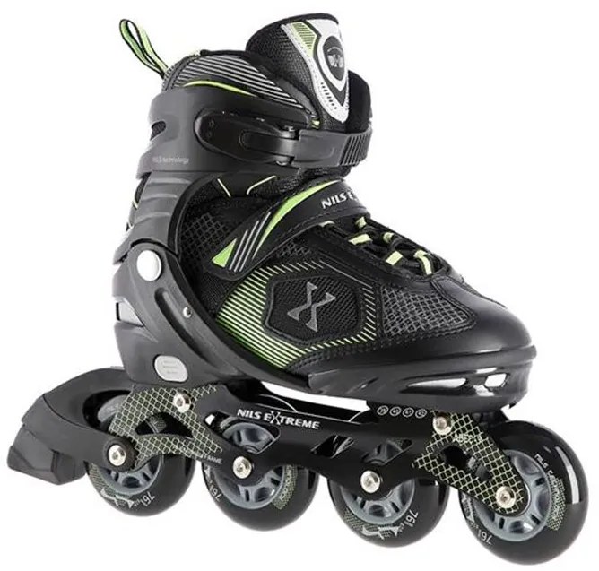 Αυξομειούμενα Πατίνια Roller NA 9080 Μαύρο/Πράσινο IN-LINE SKATES NILS EXTREME Large(39-42)