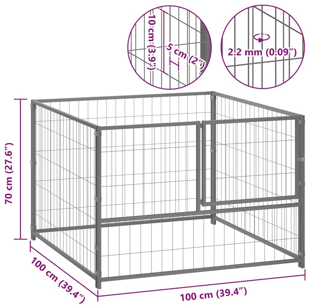 vidaXL Σπιτάκι Σκύλου Ασημί 100 x 100 x 70 εκ. Ατσάλινο