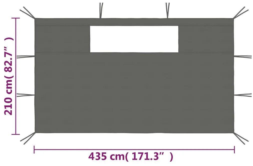 vidaXL Πλαϊνά για Κιόσκι με Παράθυρα 2 τεμ. Ανθρακί