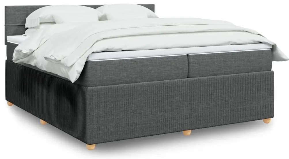 vidaXL Κρεβάτι Boxspring με Στρώμα Σκούρο Γκρι 200x200 εκ. Υφασμάτινο