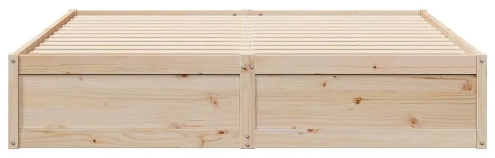 Σκελετός Κρεβατιού Χωρίς Στρώμα 200x200 εκ Μασίφ Ξύλο Πεύκου - Καφέ