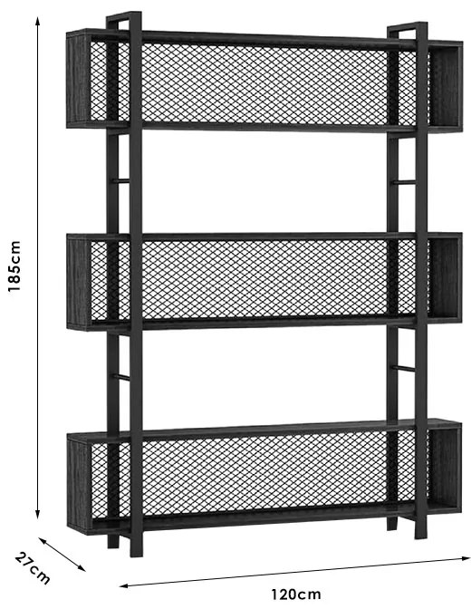 Βιβλιοθήκη Fifer pakoworld καρυδί-μαύρο 120x27x185εκ