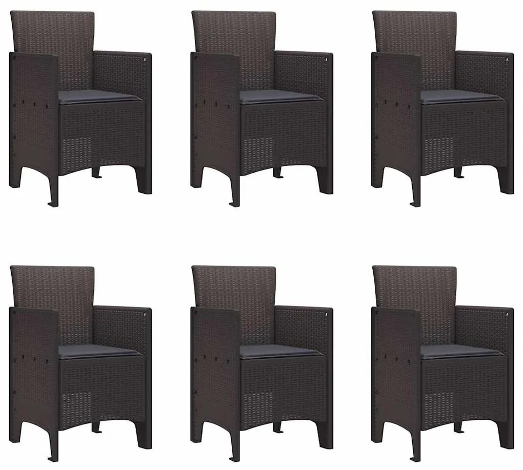 vidaXL Σέτ φαγητού για κήπο 7 pcs Καφέ Rattan Polt