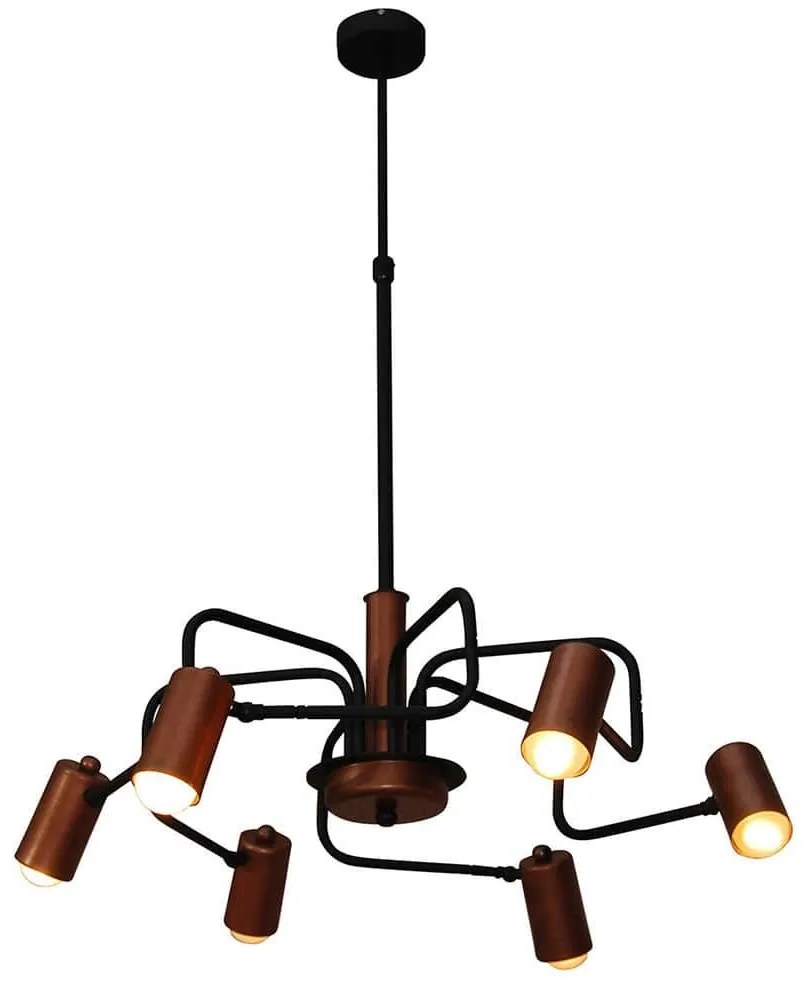 Φωτιστικό Οροφής Κρεμαστό Led HL-3522-6 77-3779 Hannah Old Copper &amp; Black  Homelighting Μέταλλο