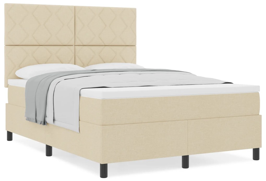 vidaXL Κρεβάτι με Ελατήριο και Στρώμα Κρεμ 140x200 cm Υφασμάτινο